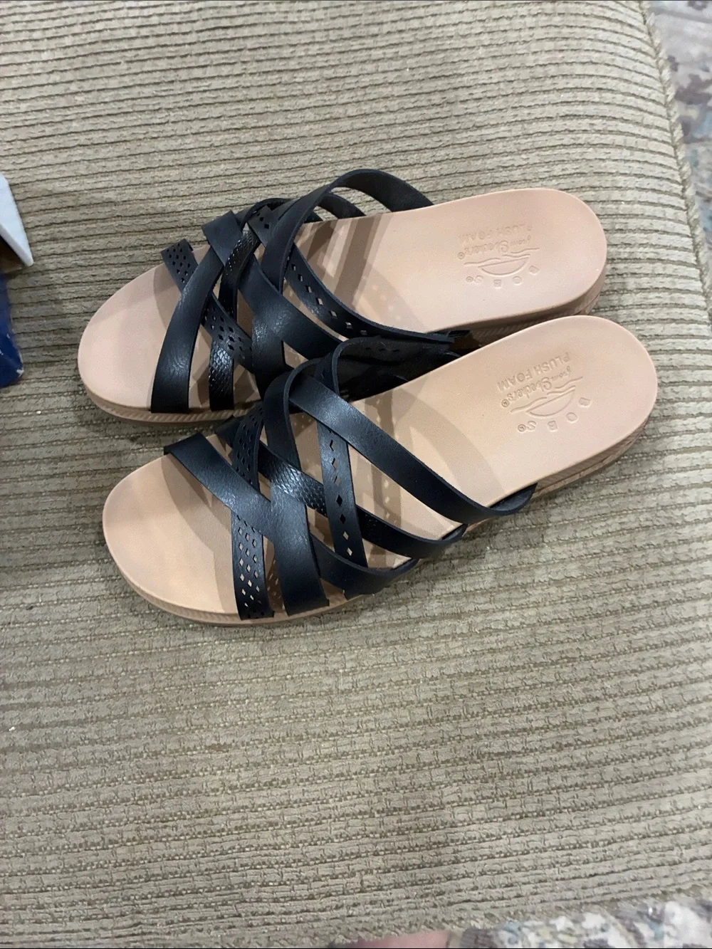 BOBS from Skechers Black Woven Strap Slide Sandals